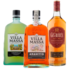 Villa Massa limoncello of Amaretto
fles à 700 ml
of Grant’s whisky fles à 1000 ml